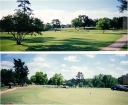 Distant view of club house and putting green
